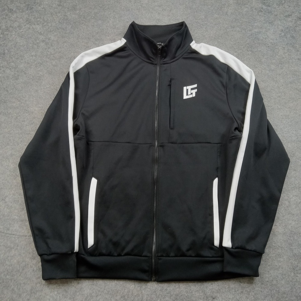 Linus Tech Tips Jacket Mens‎ Large Black White Track Full Zip Logo Pockets